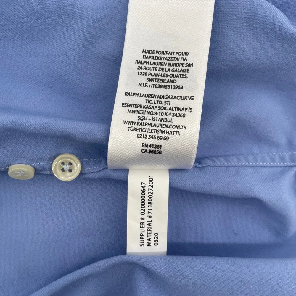 Ralph Lauren Button Down Men 2XB Blue Performance Stretch Long Sleeve Shirt NWOT